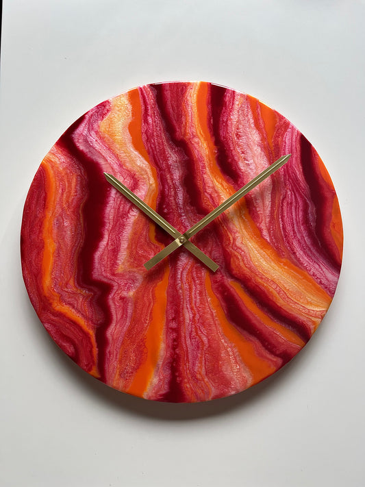 OROLOGIO MARMO ROSSO E ARANCIONE